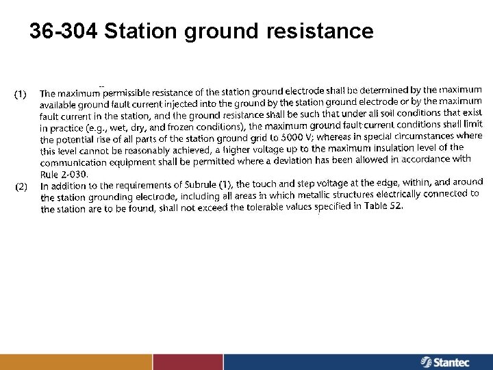 36 -304 Station ground resistance 