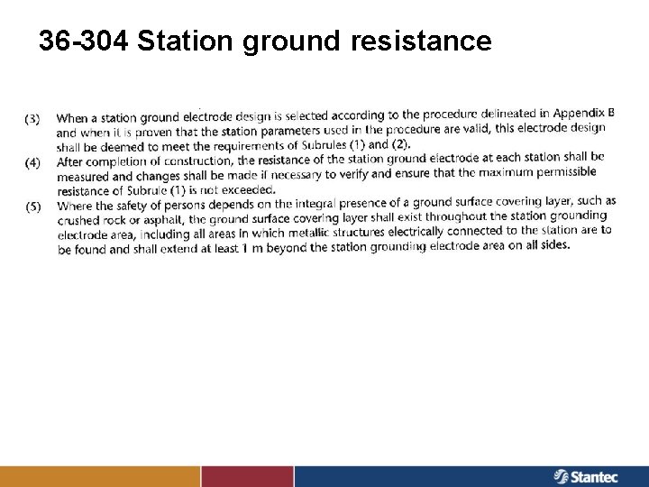 36 -304 Station ground resistance 