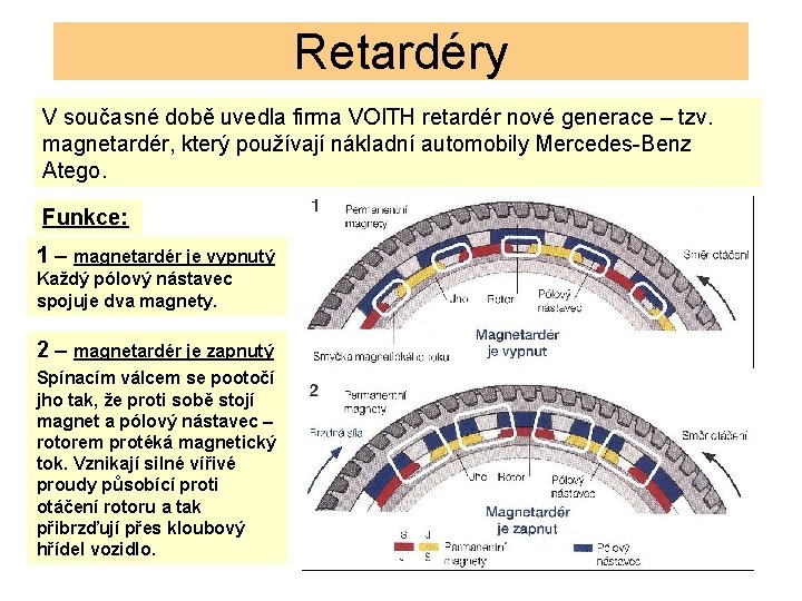 Retardéry V současné době uvedla firma VOITH retardér nové generace – tzv. magnetardér, který