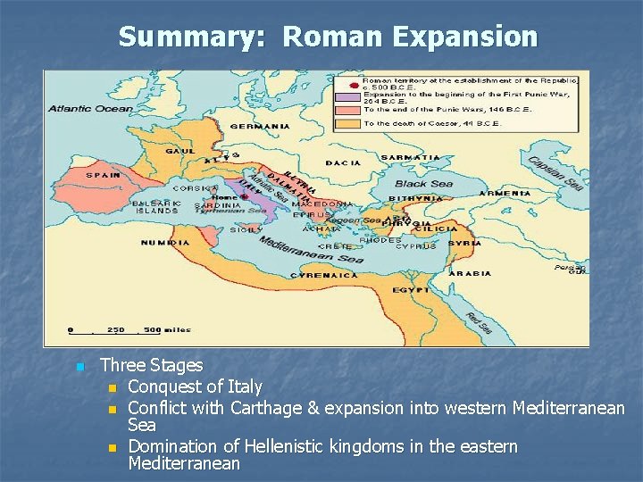 Summary: Roman Expansion n Three Stages n Conquest of Italy n Conflict with Carthage