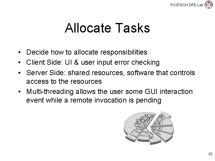 POSTECH DPE Lab Allocate Tasks • Decide how to allocate responsibilities • Client Side: