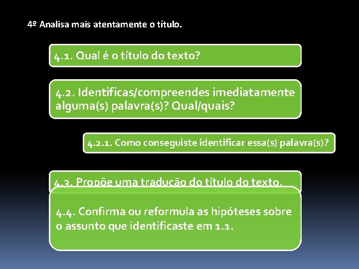 4º Analisa mais atentamente o título. 4. 1. Qual é o título do texto?