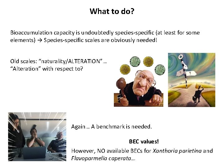 What to do? Bioaccumulation capacity is undoubtedly species-specific (at least for some elements) →