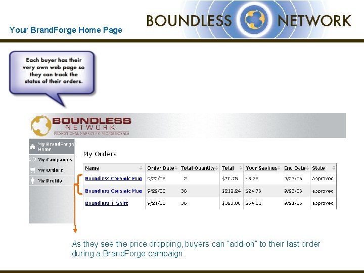 Your Brand. Forge Home Page As they see the price dropping, buyers can “add-on”