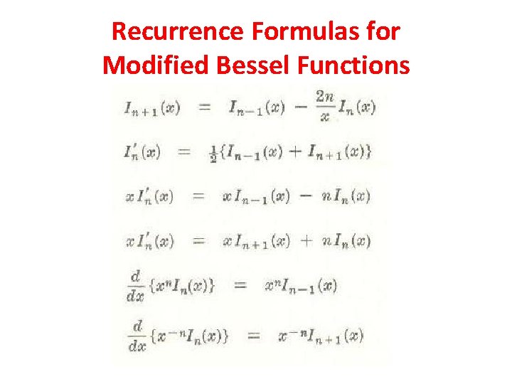 Recurrence Formulas for Modified Bessel Functions 
