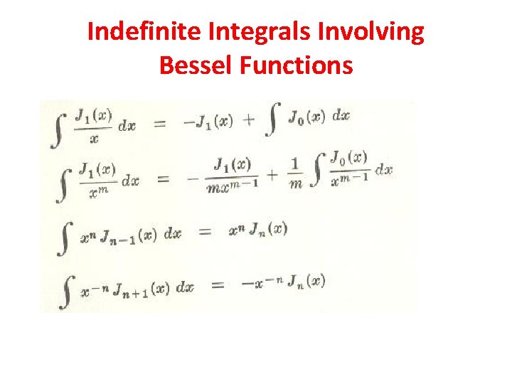 Indefinite Integrals Involving Bessel Functions 