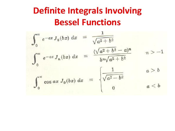 Definite Integrals Involving Bessel Functions 