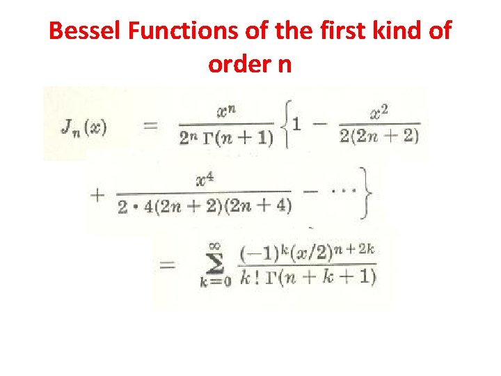 Bessel Functions of the first kind of order n 