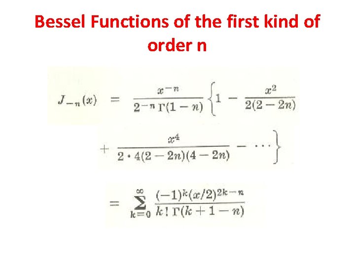 Bessel Functions of the first kind of order n 