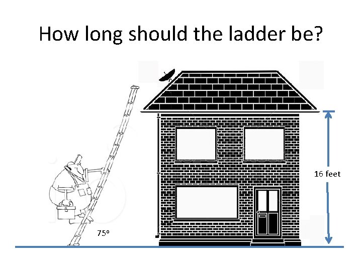 How long should the ladder be? 16 feet 75 o 