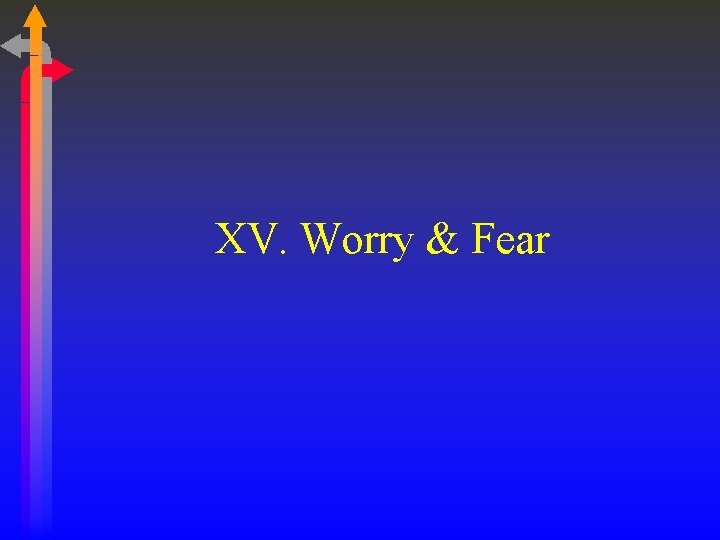 XV. Worry & Fear 