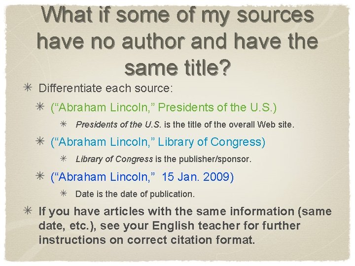 What if some of my sources have no author and have the same title?