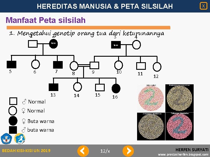 HEREDITAS MANUSIA & PETA SILSILAH X Manfaat Peta silsilah 1. Mengetahui keturunannya 1 2