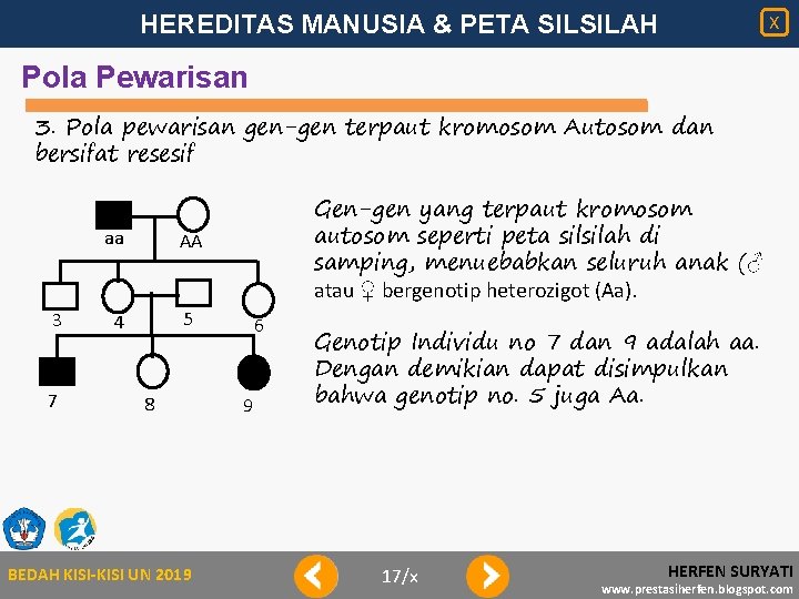 HEREDITAS MANUSIA & PETA SILSILAH X Pola Pewarisan 3. Pola pewarisan gen-gen terpaut kromosom