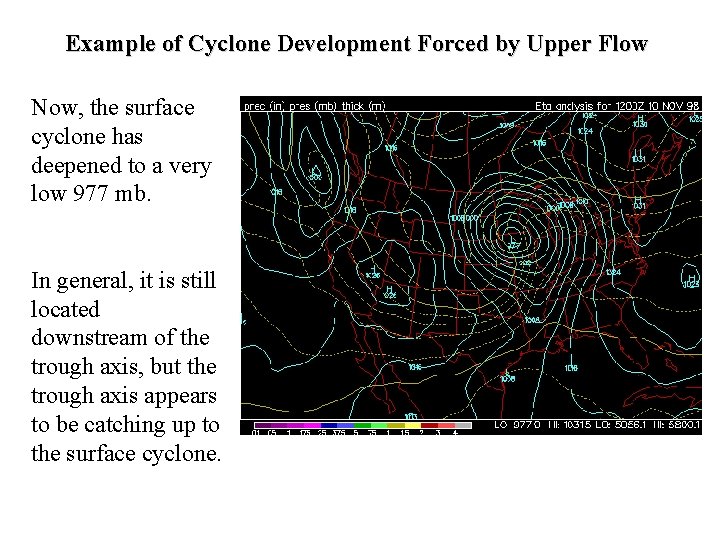 Example of Cyclone Development Forced by Upper Flow Now, the surface cyclone has deepened