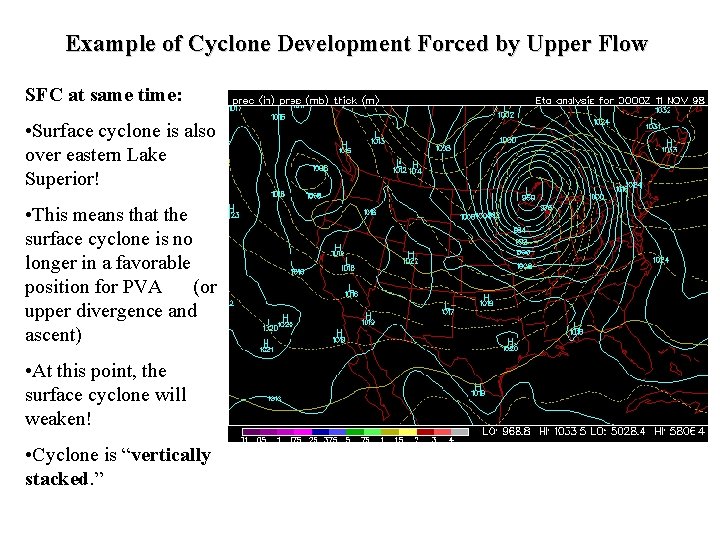 Example of Cyclone Development Forced by Upper Flow SFC at same time: • Surface