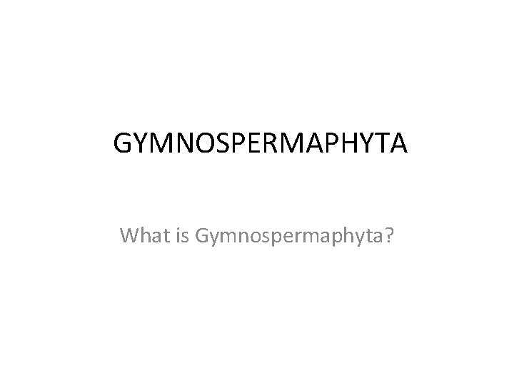  GYMNOSPERMAPHYTA What is Gymnospermaphyta? 