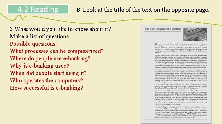4. 2 Reading B Look at the title of the text on the opposite