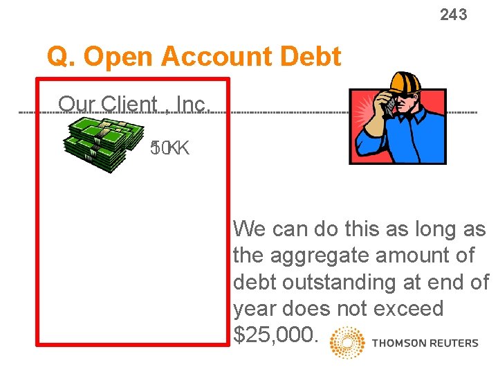 243 188 Q. Open Account Debt Our Client , Inc. 10 KK 5 We