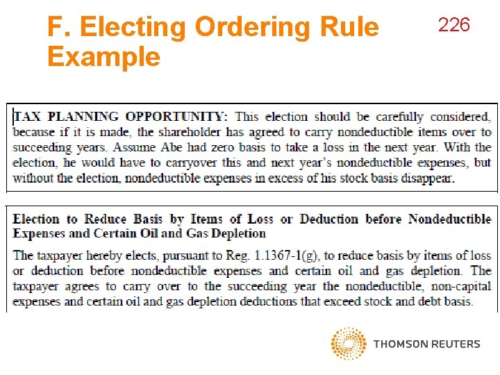 F. Electing Ordering Rule Example 226 