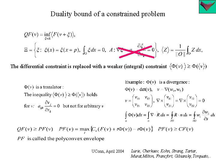 Duality bound of a constrained problem The differential constraint is replaced with a weaker