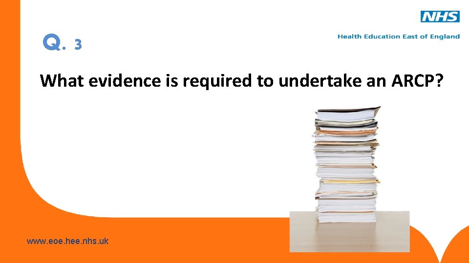 Q. 3 What evidence is required to undertake an ARCP? www. hee. nhs. uk