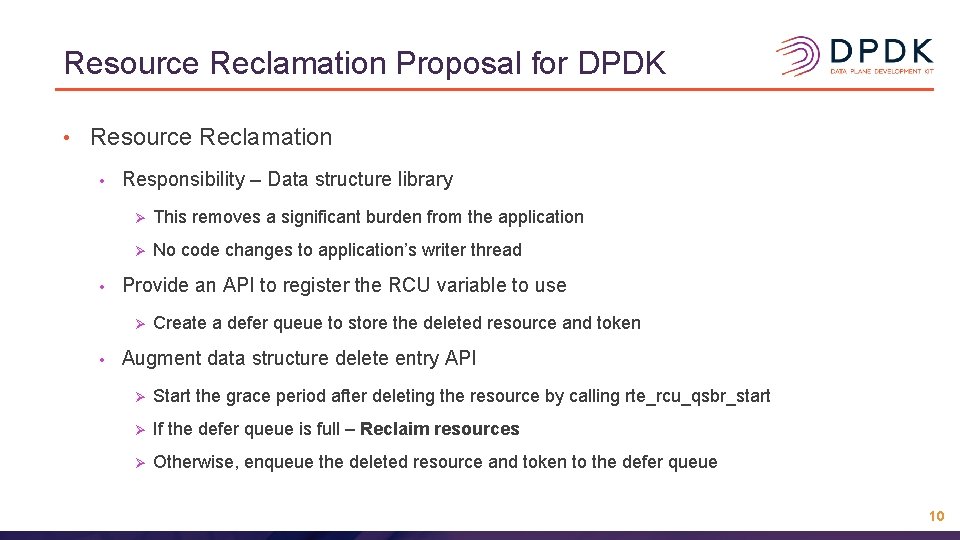 Resource Reclamation Proposal for DPDK • Resource Reclamation • • Responsibility – Data structure