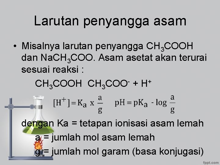 Larutan penyangga asam • Misalnya larutan penyangga CH 3 COOH dan Na. CH 3