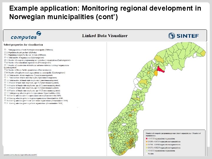 Example application: Monitoring regional development in Norwegian municipalities (cont’) 