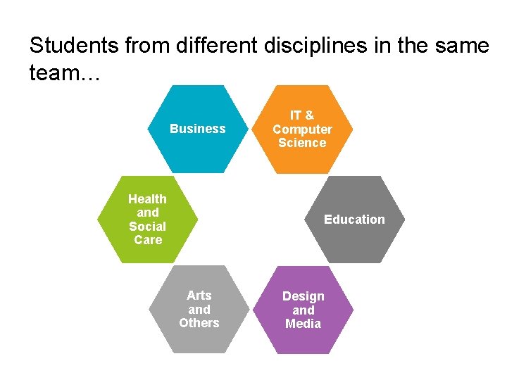 Students from different disciplines in the same team… Business Health and Social Care IT