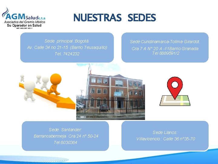 NUESTRAS SEDES Sede principal : Bogotá. Av. Calle 34 no 21 -15 (Barrio Teusaquillo)