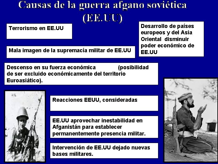 Causas de la guerra afgano soviética (EE. UU) Terrorismo en EE. UU Mala imagen