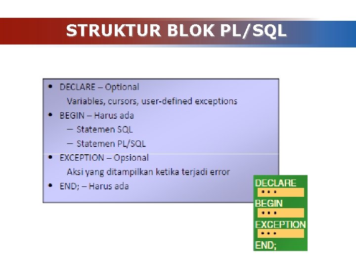 STRUKTUR BLOK PL/SQL 