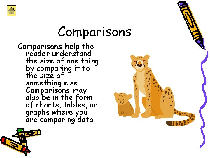 Comparisons help the reader understand the size of one thing by comparing it to