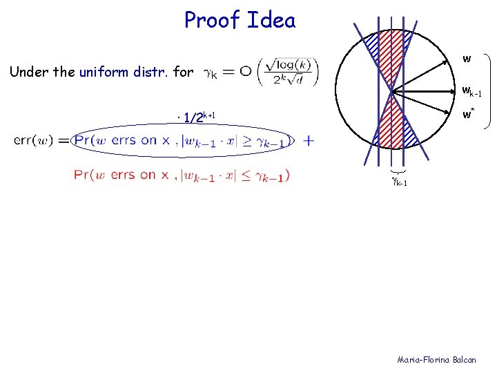 Proof Idea w Under the uniform distr. for wk-1 w* · 1/2 k+1 k-1