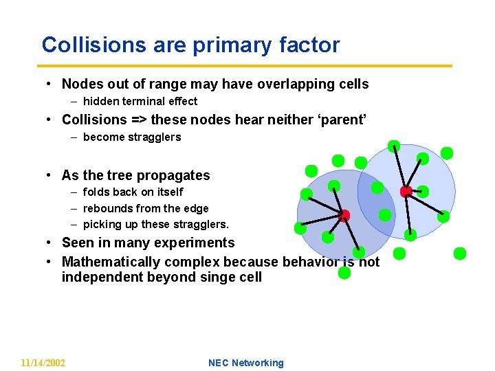 Collisions are primary factor • Nodes out of range may have overlapping cells –