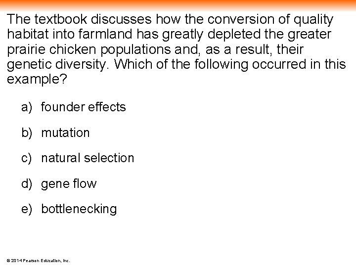 The textbook discusses how the conversion of quality habitat into farmland has greatly depleted