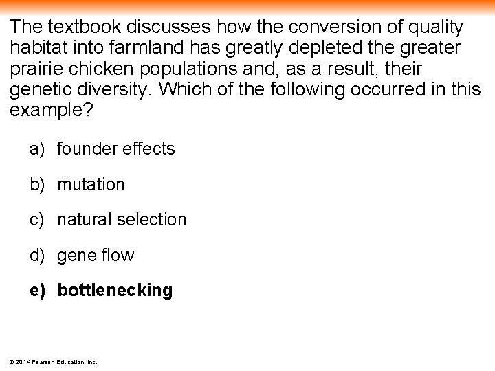 The textbook discusses how the conversion of quality habitat into farmland has greatly depleted