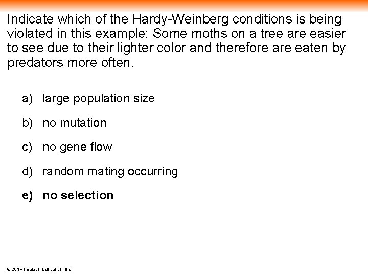 Indicate which of the Hardy-Weinberg conditions is being violated in this example: Some moths