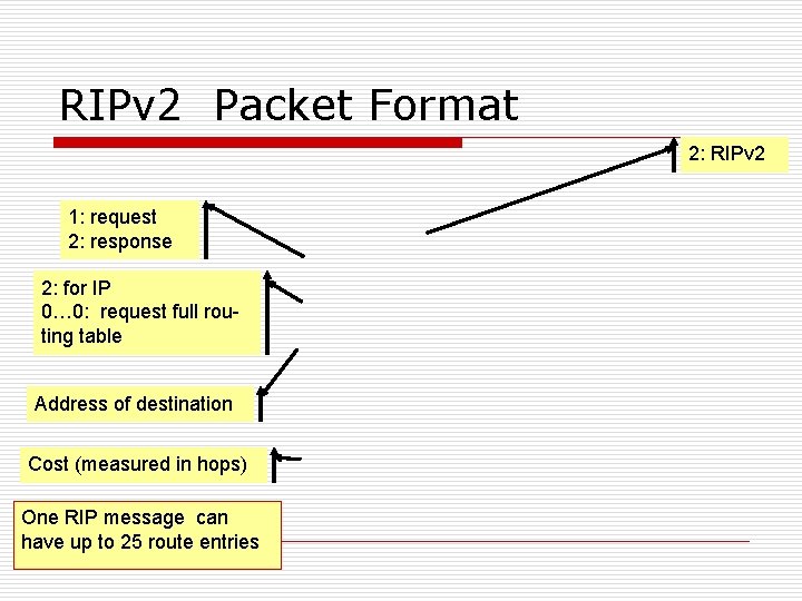 RIPv 2 Packet Format 2: RIPv 2 1: request 2: response 2: for IP