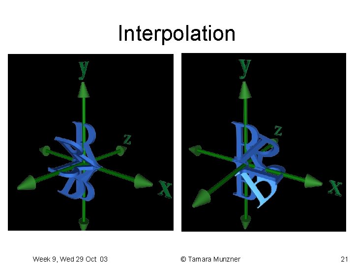 Interpolation Week 9, Wed 29 Oct 03 © Tamara Munzner 21 