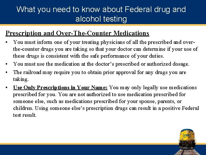 What you need to know about Federal drug and alcohol testing Prescription and Over-The-Counter