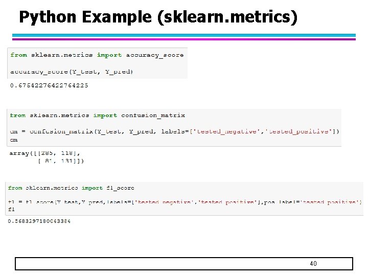 Python Example (sklearn. metrics) 40 