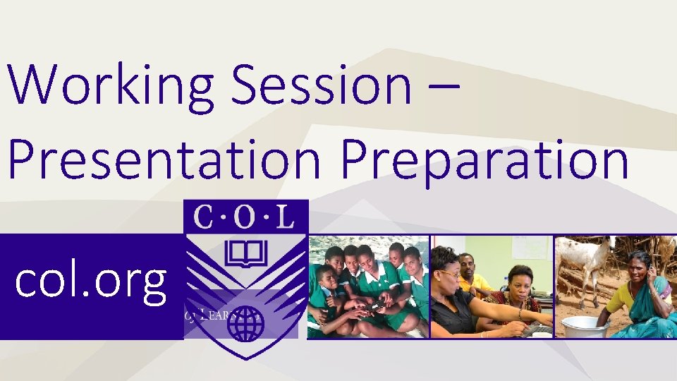 Working Session – Presentation Preparation col. org 