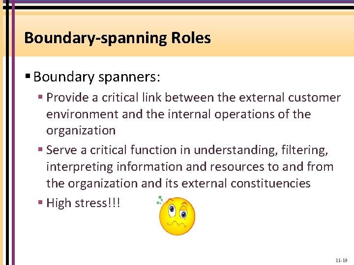Boundary-spanning Roles § Boundary spanners: § Provide a critical link between the external customer