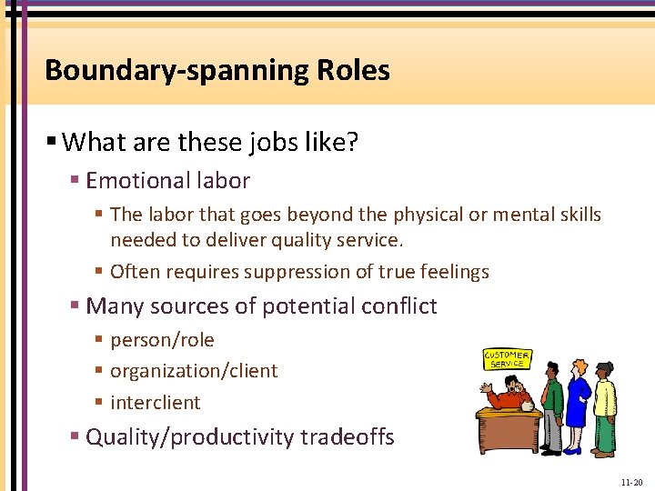 Boundary-spanning Roles § What are these jobs like? § Emotional labor § The labor