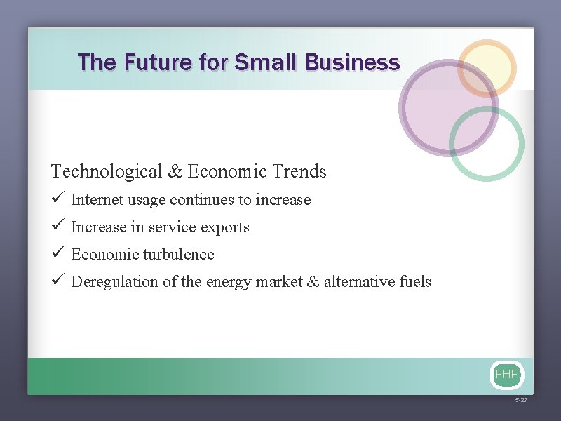 The Future for Small Business Technological & Economic Trends ü ü Internet usage continues
