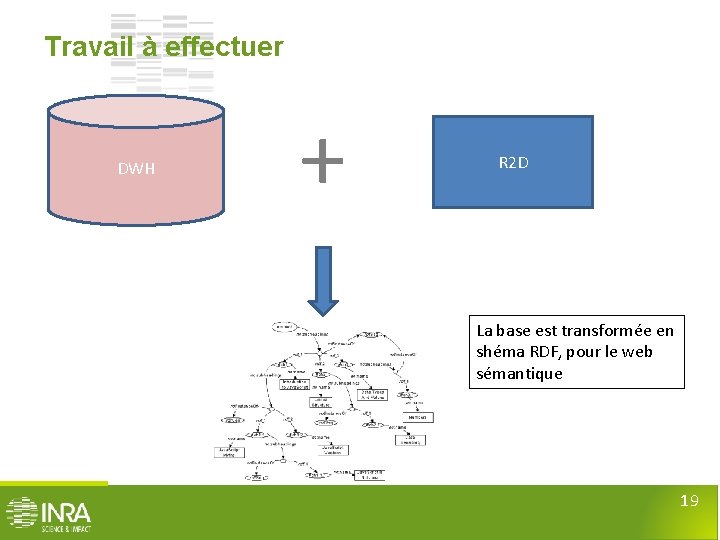 Travail à effectuer DWH + R 2 D La base est transformée en shéma