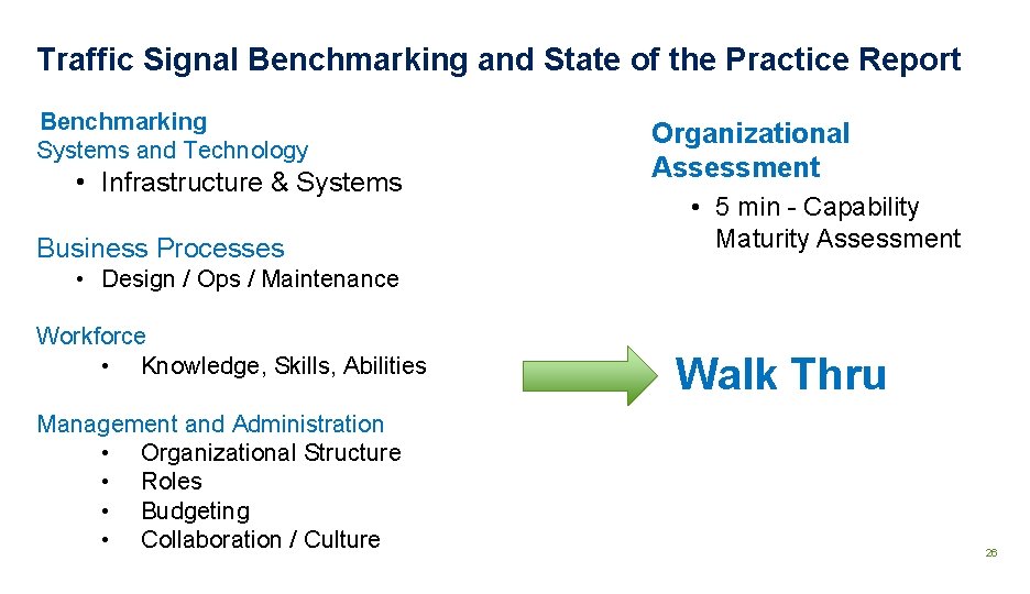Traffic Signal Benchmarking and State of the Practice Report Benchmarking Systems and Technology •