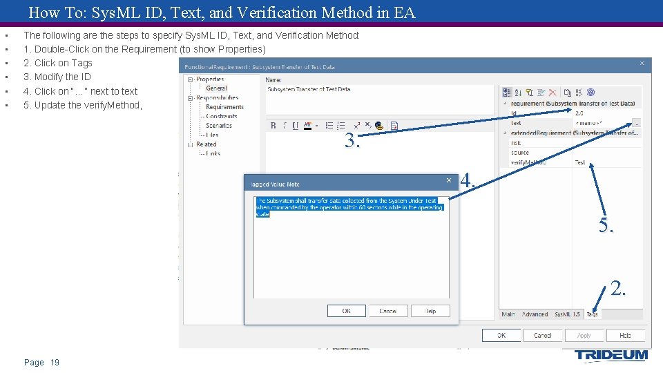 How To: Sys. ML ID, Text, and Verification Method in EA • • •
